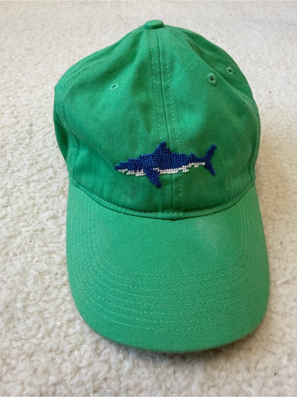 Smathers & Branson Green Baseball Cap with Blue Shark Embroidery Hat